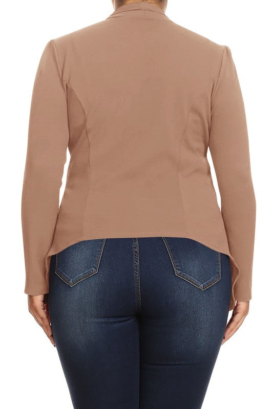 Casual Solid open front jacket blazer Plus