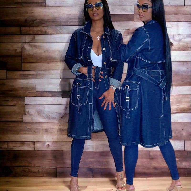 Women Fashion Long Sleeve Denim Cardigan