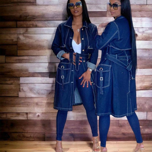 Women Fashion Long Sleeve Denim Cardigan